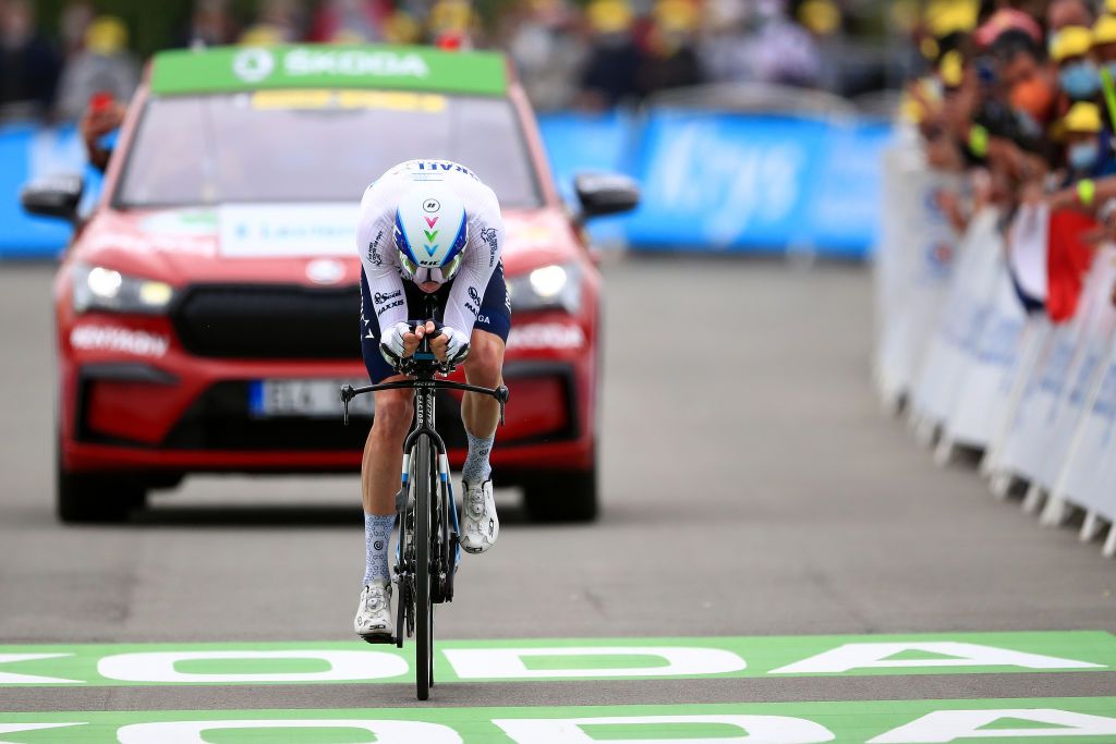LAVAL ESPACE MAYENNE FRANCE JUNE 30 Chris Froome of The United Kingdom and Team Israel StartUp Nation at arrival during the 108th Tour de France 2021 Stage 5 a 272km Individual Time Trial stage from Chang to Laval Espace Mayenne 90m ITT LeTour TDF2021 on June 30 2021 in Laval Espace Mayenne France Photo by Christophe PetitTesson PoolGetty Images