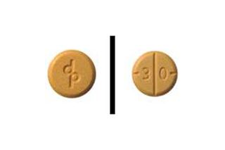 Pictures of authentic Adderall 30 mg tablets (immediate release) by Teva (front and back side of tablet)