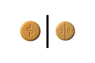 Pictures of authentic Adderall 30 mg tablets (immediate release) by Teva (front and back side of tablet)