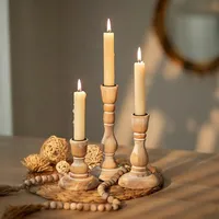NUPTIO Rustic Wooden Candlestick Holders, Set of 3 NUPTIO Rustic Wooden Candlestick Holders, Set of 3