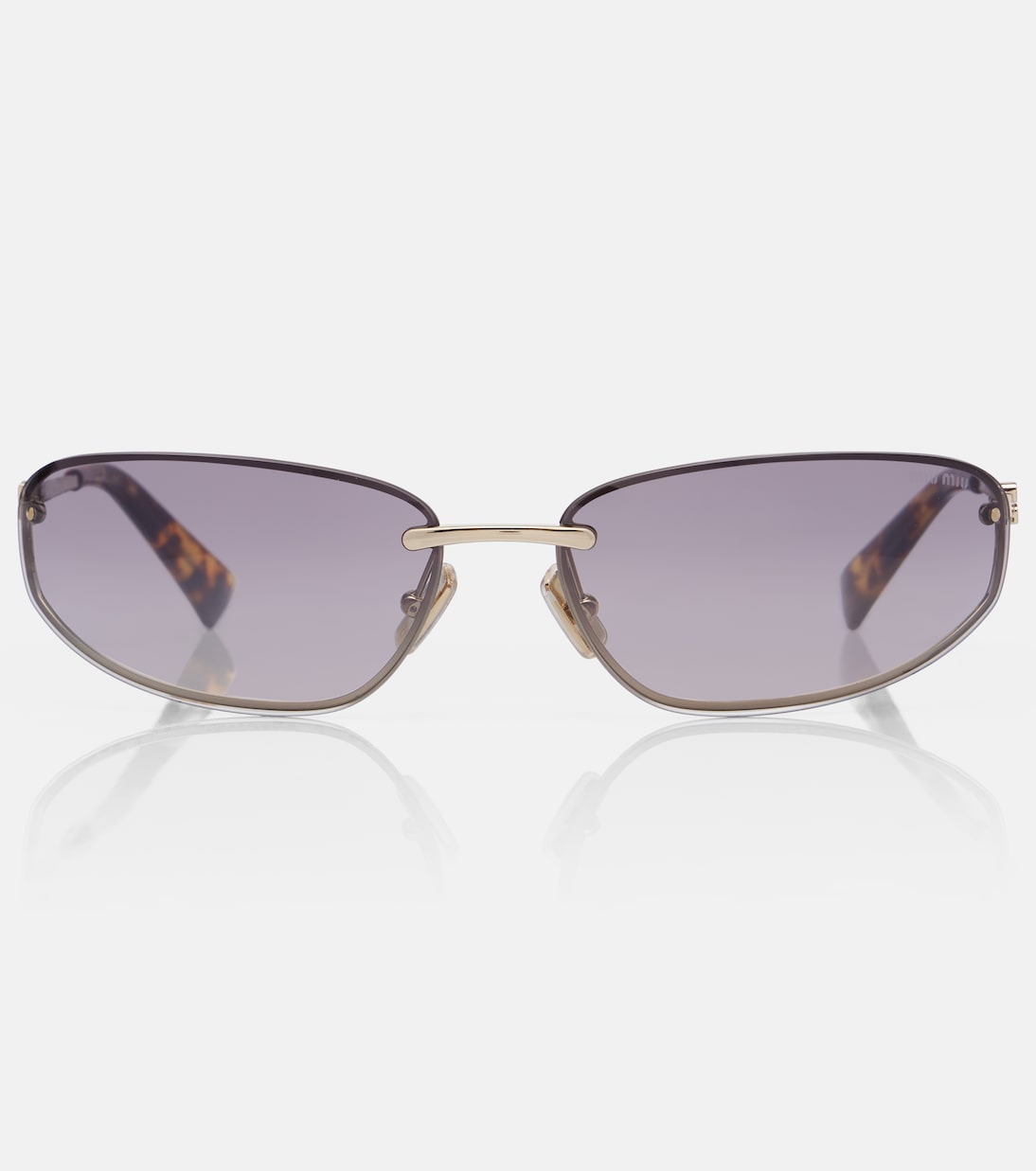 Miu Nocturne Oval Sunglasses in Gold - Miu Miu