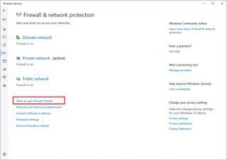 Allow app through firewall option