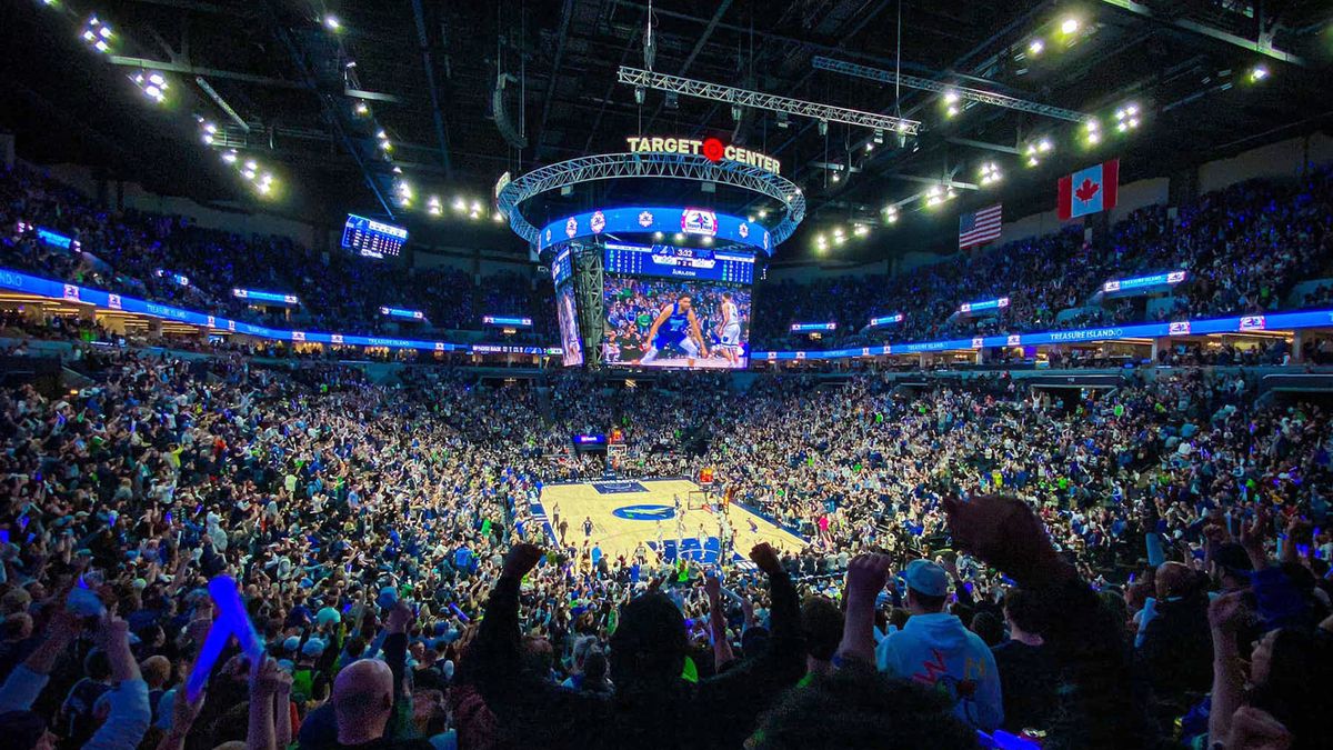 A packed Target Center for a Minnesota Timberwolves game enjoys enhanced sound from DiGiCo.