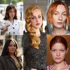 collage of women with different shades of red hair 