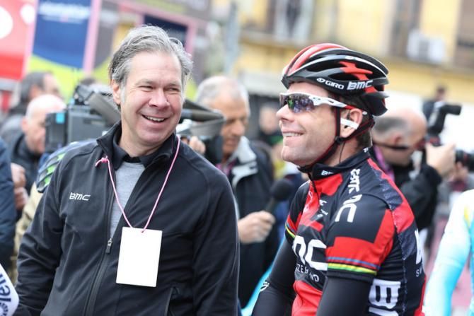 BMC's Jim Ochowicz and Cadel Evans before the start