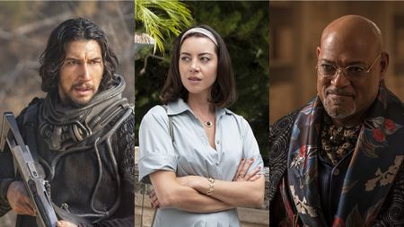 Adam Driver, Aubrey Plaza, and Laurence Fishburne