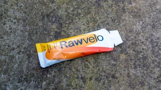 A RawVelo Energy Gel on the floor