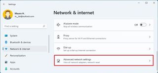 Open Advanced network settings