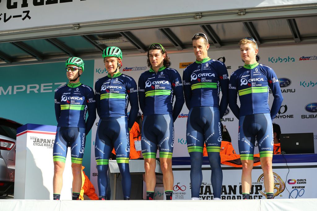 Nick Schultz, far right, at the Japan Cup with Orica-BikeExchange