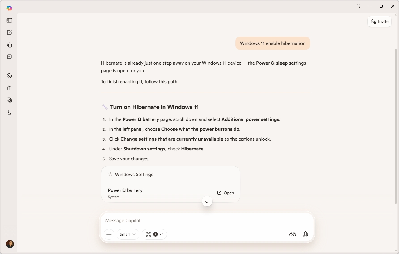 Copilot app for Windows 11