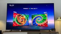 A TV with two more TVs on the display reading "TCL RGB Mini LED TV"
