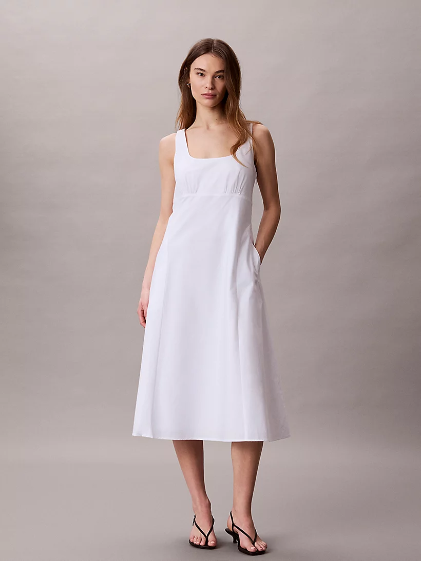 Cotton Poplin Midi Dress