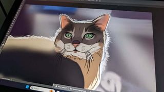 Huion Kamvas Pro 19: Cat drawing on tablet display.