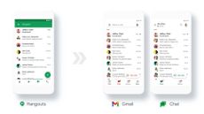 Mobile interfaces for Google Hangouts, Gmail and Google Chat