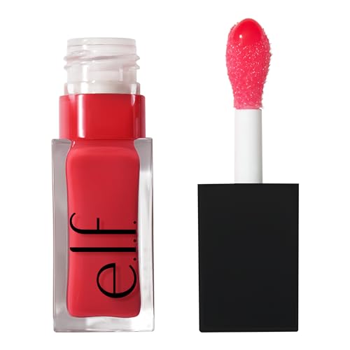 E.l.f. Glow Reviver Lip Oil, Nourishing Tinted Lip Oil for a High-Shine Finish, Infused With Jojoba Oil, Vegan & Cruelty-Free, Red Delicious