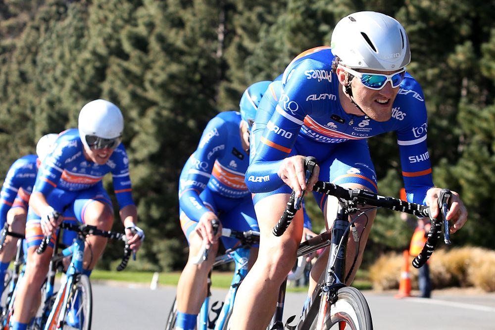 Fraser Gough of Napier out front for the Avanti Racing Team in the Tour of Southland Prologue