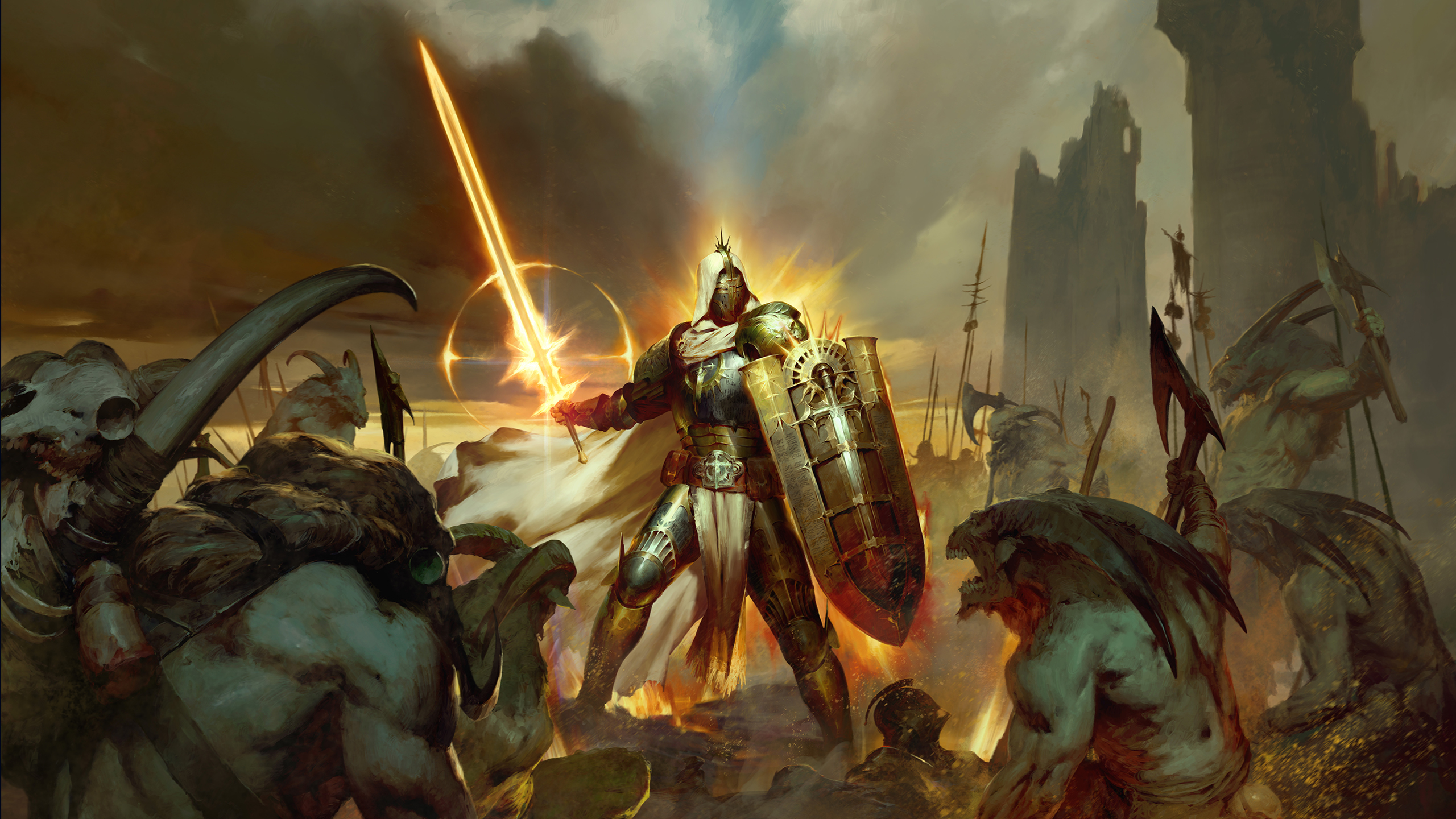 Artwork depicting the Paladin class from Diablo 4.