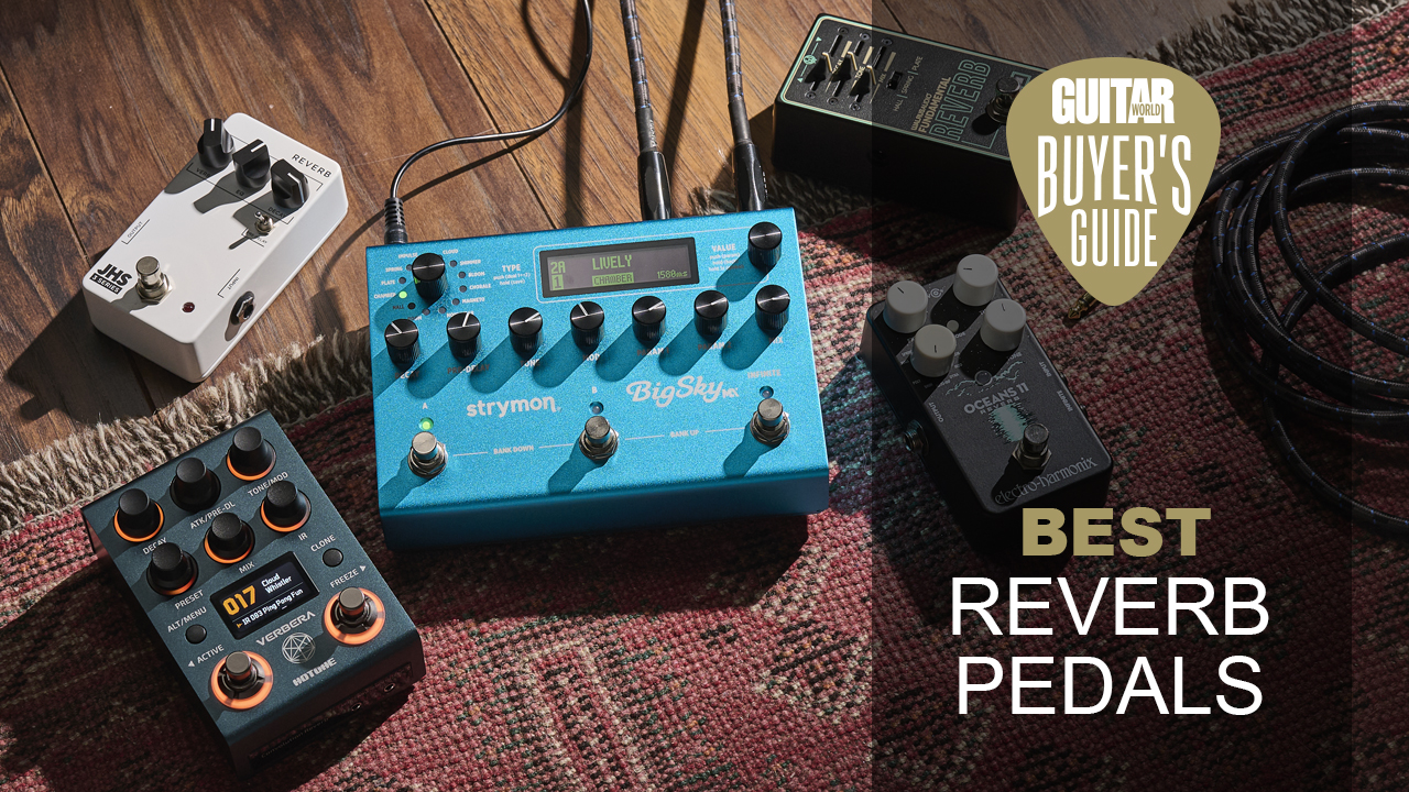 A selection of reverb pedals on a rug