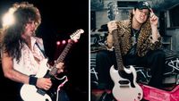 Left&ndash;Jake E. Lee performs with Ozzy Osbourne at the Poplar Creek Music Theater in Hoffman Estates, Illinois, July 13, 1986; Right&ndash;Yungblud with his Epiphone signature guitar