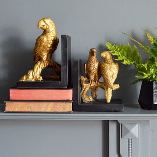 Gold Parrot Bookends