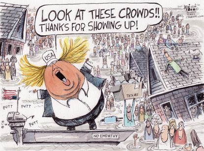 Political cartoon U.S. Trump Harvey empathy