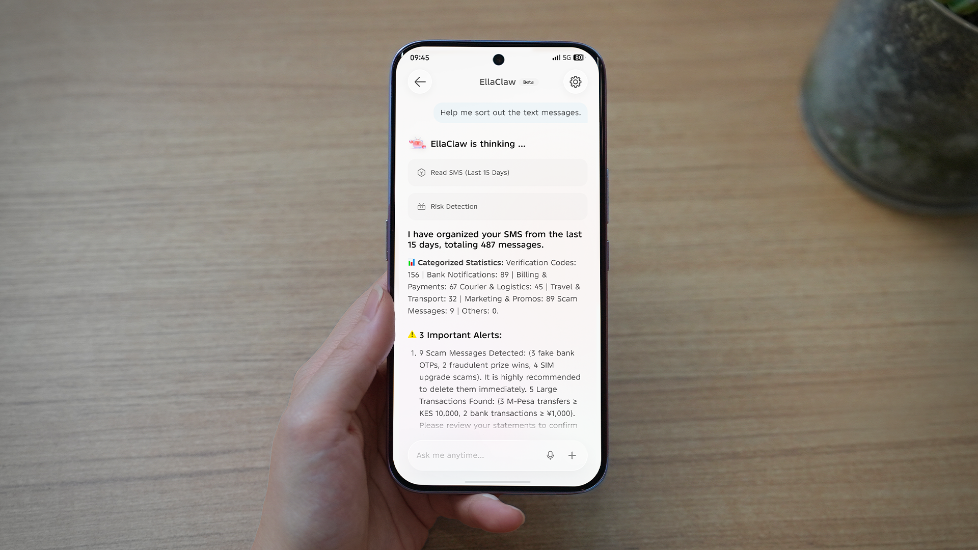 EllaClaw on a Tecno phone