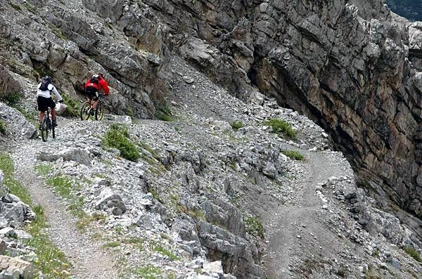 Heading down the Braulio switchbacks