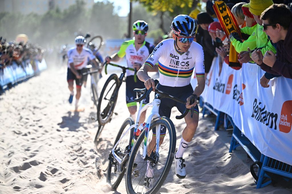 British Thomas Tom Pidcock pictured in action during the mens elite race at the Cyclocross World Cup cyclocross event in Benidorm Spain Sunday 22 January 2023 the thirteenth stage out of 14 in the World Cup of the 20222023 seasonBELGA PHOTO JASPER JACOBS Photo by JASPER JACOBS BELGA MAG Belga via AFP Photo by JASPER JACOBSBELGA MAGAFP via Getty Images