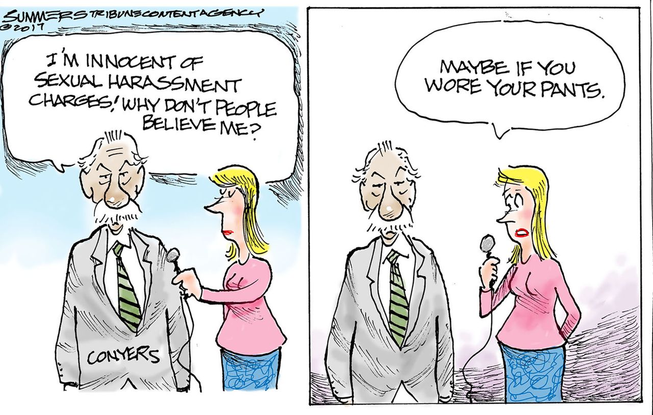 Political cartoon U.S. John Conyers sexual harassment