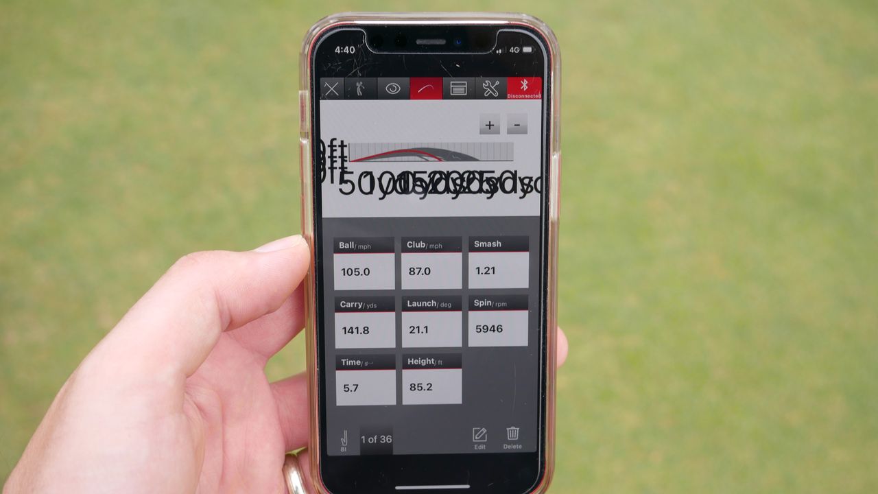 flightscope mevo launch monitor data screen