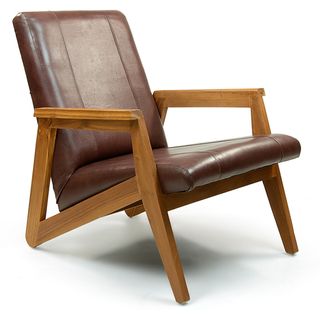 leather chair with wooden armrest