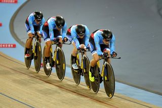 Canada in action during the Women's Team Pursuit Final during Day Three of the UCI Track Cycling World Championships