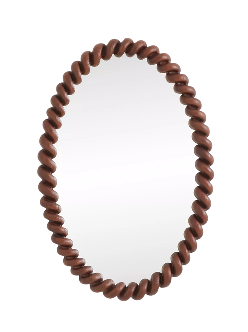 San Marco Braided Wood Finish Oval Wall Mirror