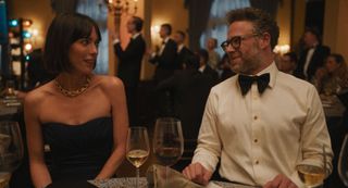 Rebecca Hall and Seth Rogen in "The Studio,".