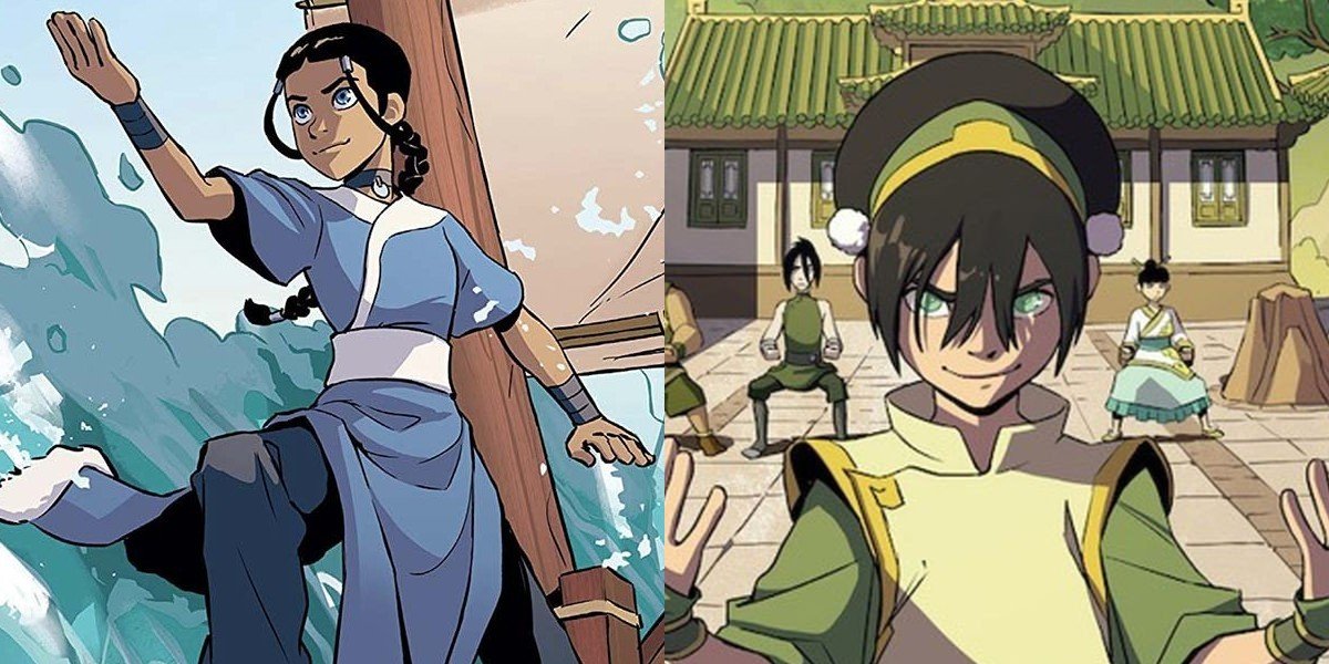 Katara on the left, Toph on the right