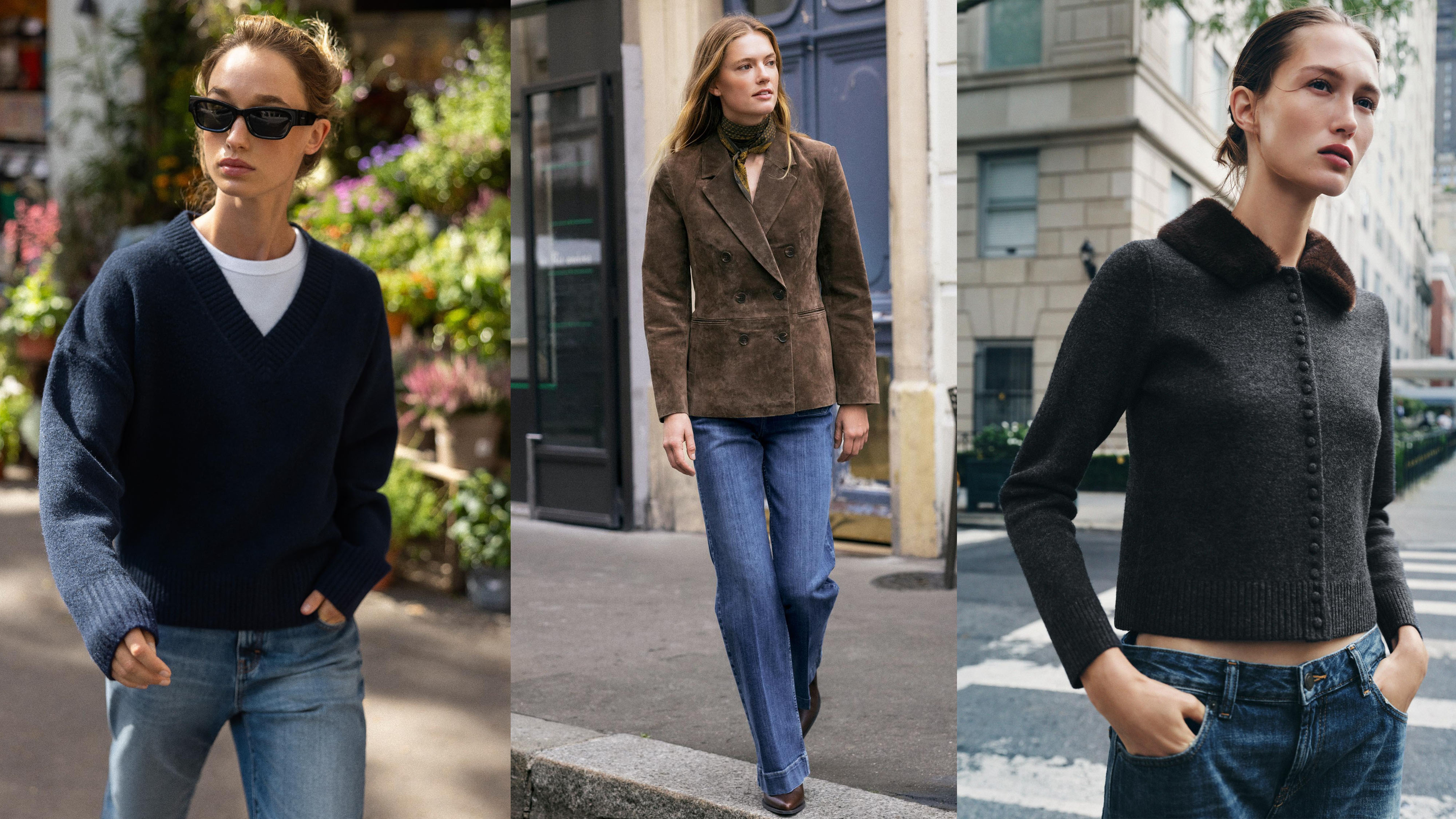 Women in zara sweaters and jacket