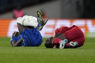 Trevoh Chalobah (left) and Naby Keita following a clash