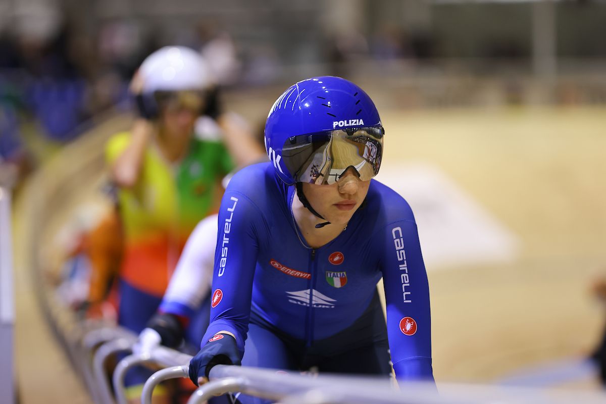 Picture by Alex Whitehead/SWpix.com - 20/10/2021 - Cycling - Tissot 2021 UCI Track Cycling World Championships - Women&acirc;s Scratch Race - Stab Velodrome, Roubaix, France - Martina Fidanza of Italy before the Women's Scratch Race