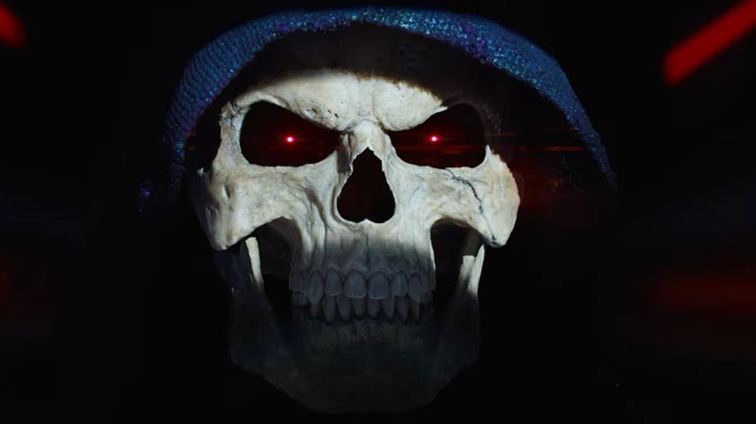 Skeletor with his eyes glowing