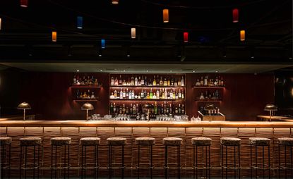 Bar with decorative ceiling lamps