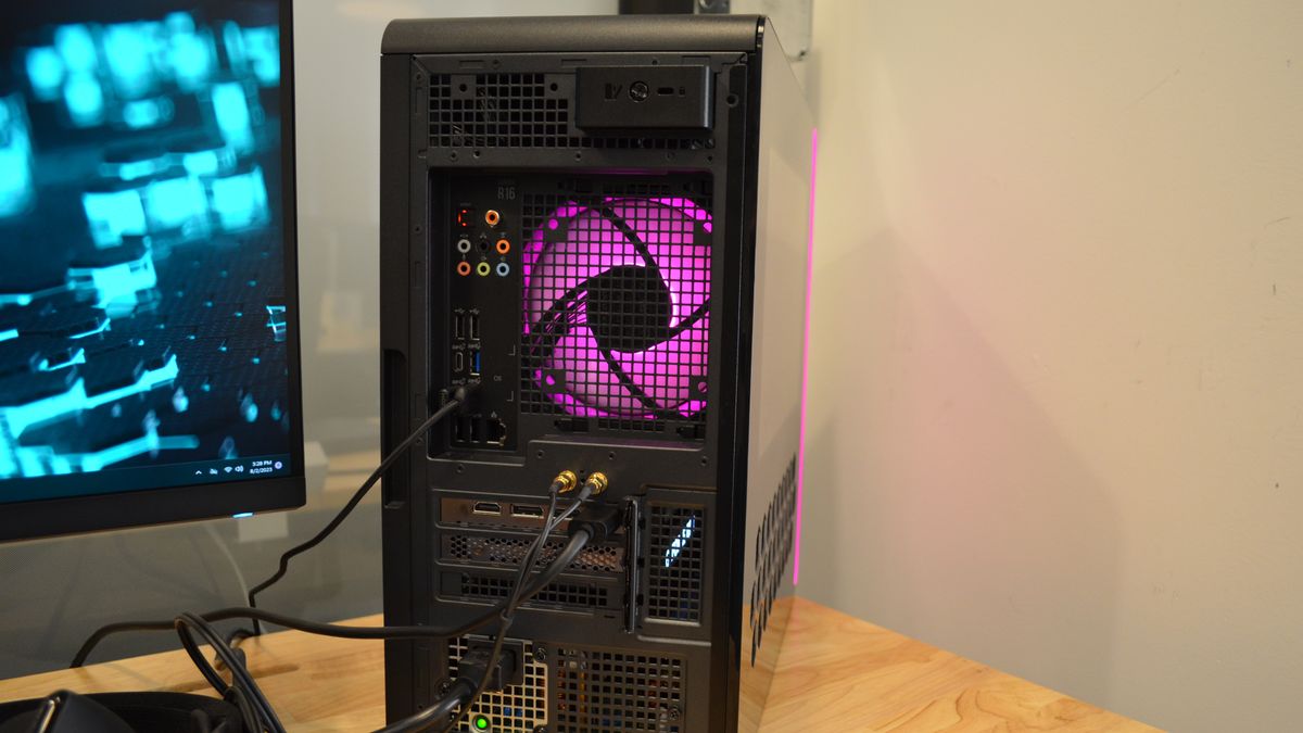 black gaming PC with glass side