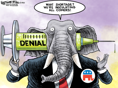 Political Cartoon U.S. gop trump covid vaccine