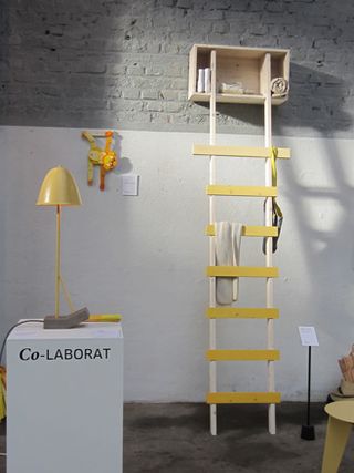 Lamp by Leoni Werle and ladder/ coat rack by Christian Kim