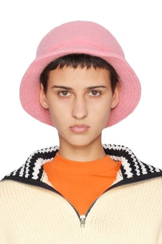 Pink Brushed Alpaca Bucket Hat