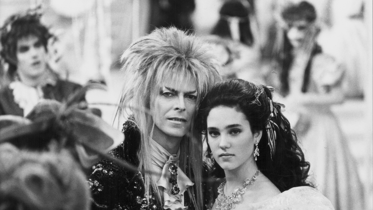 David Bowie and Jennifer Connelly in a scene from the movie Labyrinth