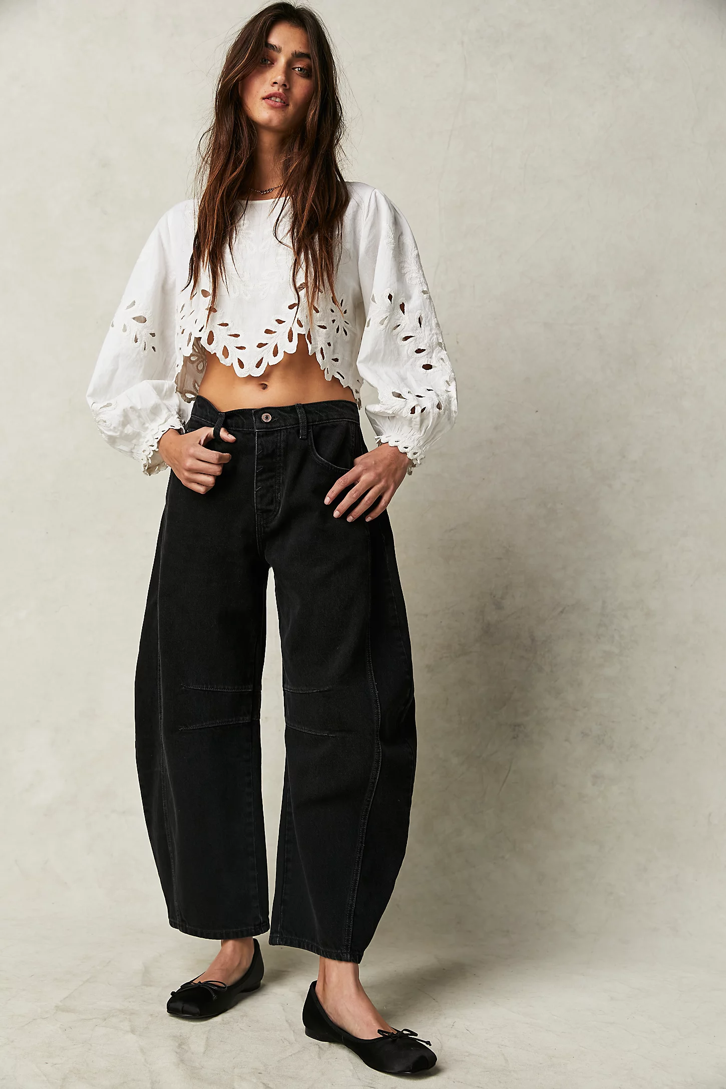 free people, Good Luck Mid-Rise Barrel Jeans