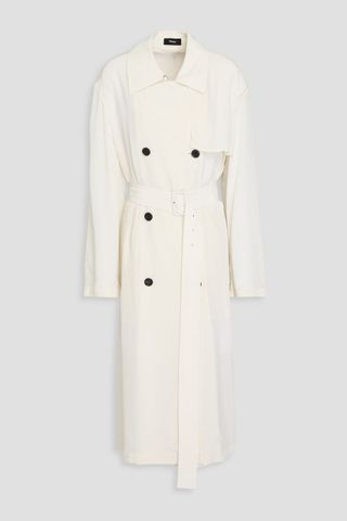 Belted Crepe De Chine Trench Coat