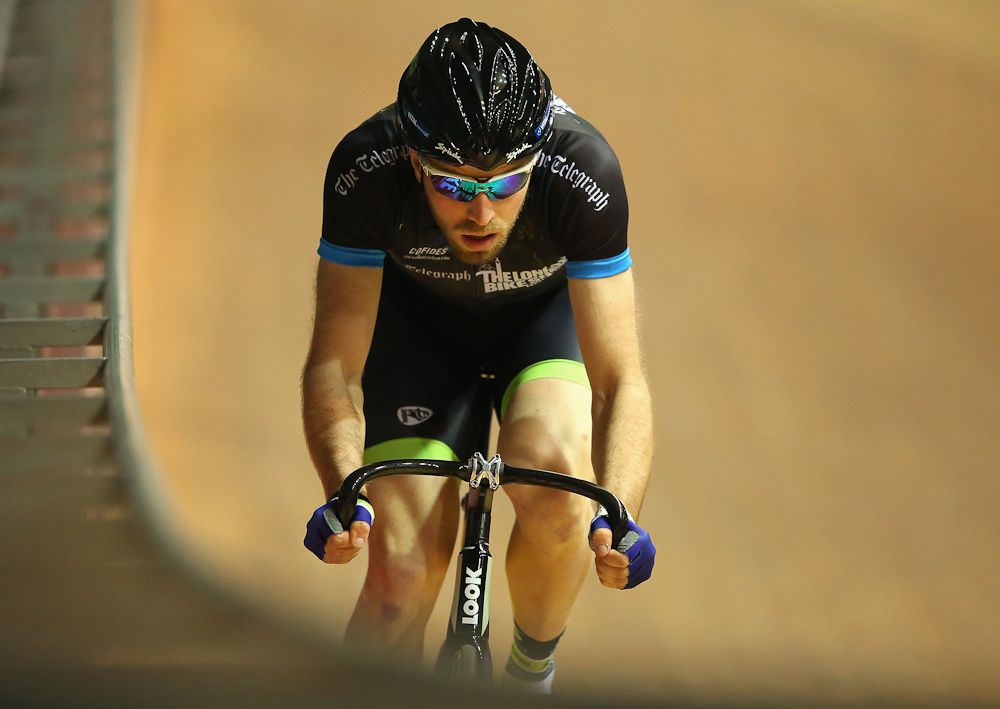 Dan McLay of Telegraph Allstars competes in then Elite Championship Flying Lap during Round 6 of the Revolution Series at National Cycling Centre on January 23, 2016
