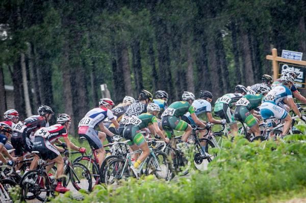 Heavy rain starts to fall on the men.