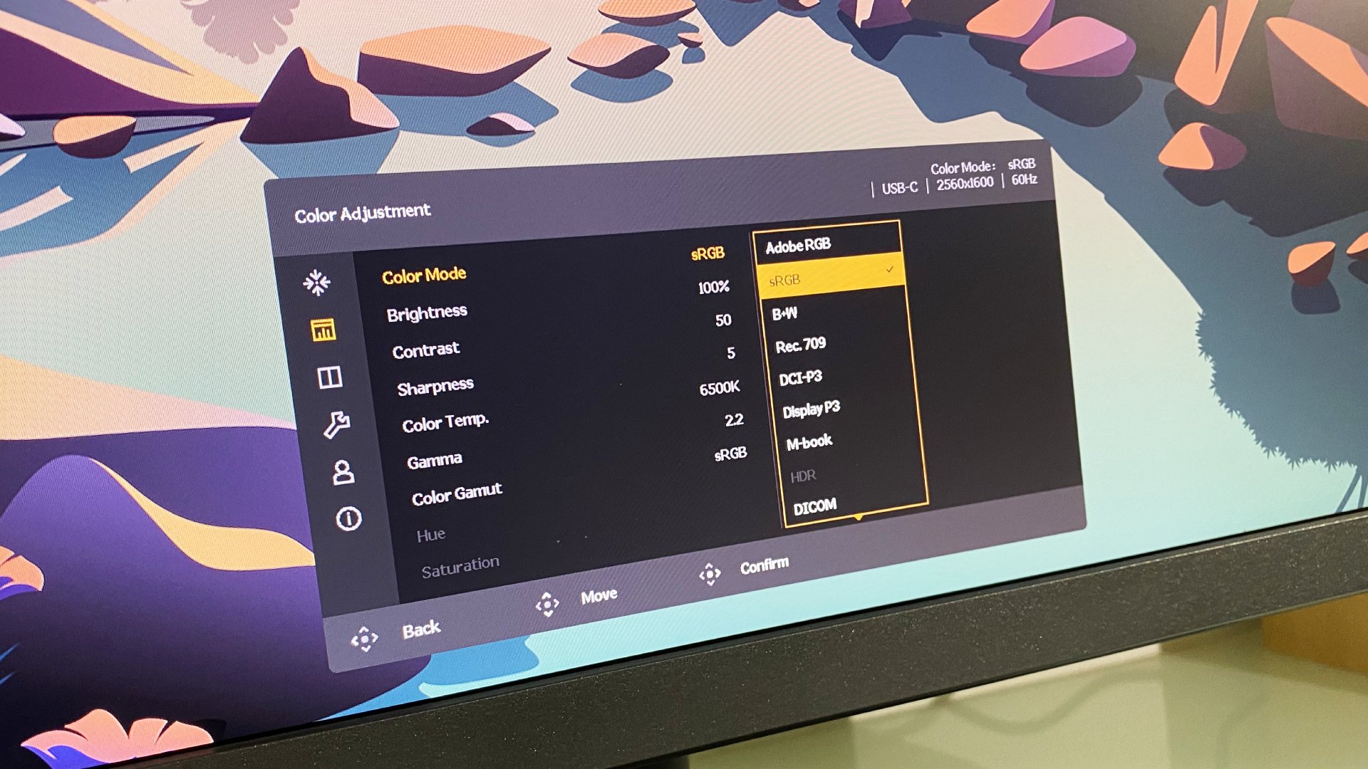 BenQ SW242Q photo editing monitor during our testing process